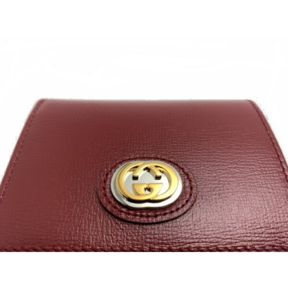 Gucci Compact Wallet Interlocking GG Leather Wine… - image 5
